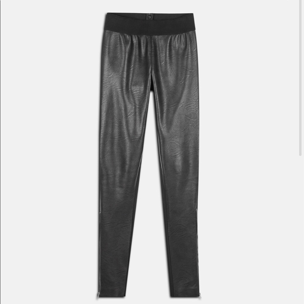 Stella McCartney Black Real Leather Leggings - Women Pants & Jumpsuits